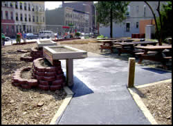 Raised garden bed provides excellent accessibility and knee room form one side