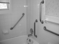 grab bars mounted on bathroom walls