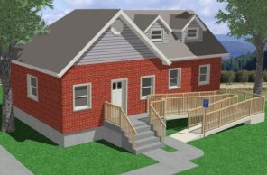 wheelchair ramp on the exterior of a home