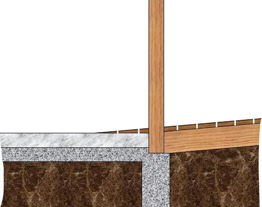 Start of wheelchair ramp embedded in concrete walkway